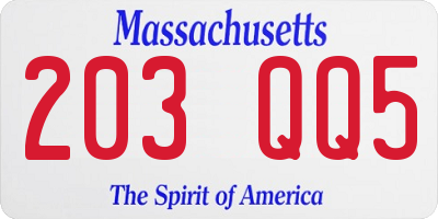 MA license plate 203QQ5