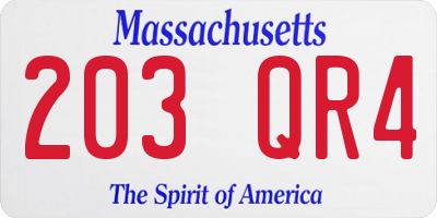 MA license plate 203QR4