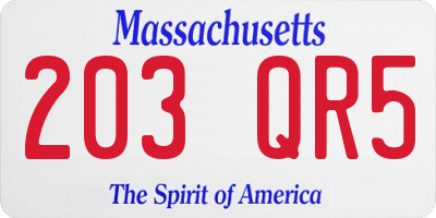 MA license plate 203QR5