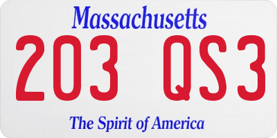 MA license plate 203QS3