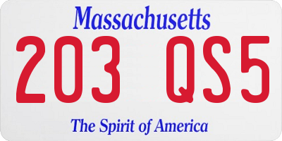 MA license plate 203QS5