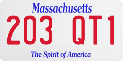 MA license plate 203QT1