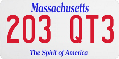 MA license plate 203QT3