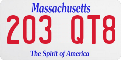 MA license plate 203QT8