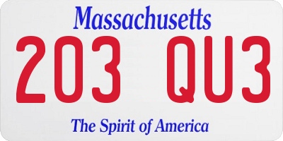 MA license plate 203QU3