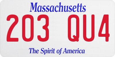 MA license plate 203QU4
