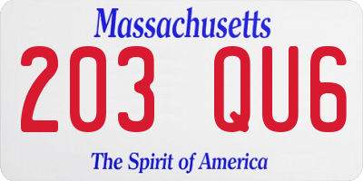 MA license plate 203QU6