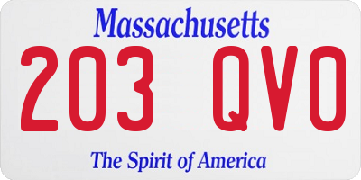 MA license plate 203QV0