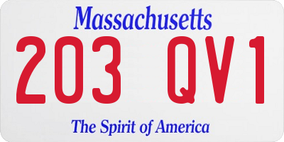 MA license plate 203QV1