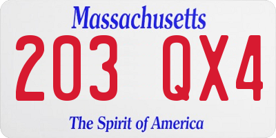 MA license plate 203QX4