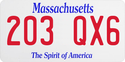 MA license plate 203QX6