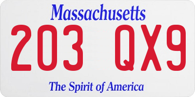 MA license plate 203QX9