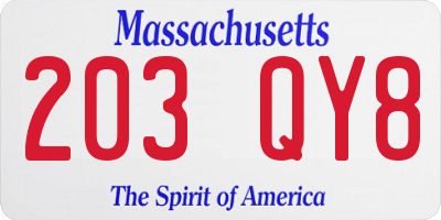 MA license plate 203QY8