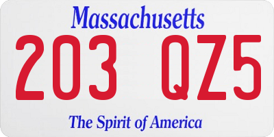 MA license plate 203QZ5