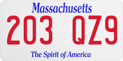 MA license plate 203QZ9