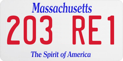 MA license plate 203RE1