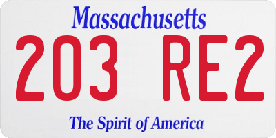 MA license plate 203RE2