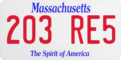 MA license plate 203RE5