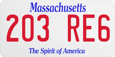 MA license plate 203RE6