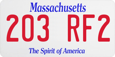 MA license plate 203RF2