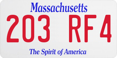 MA license plate 203RF4