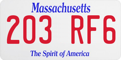 MA license plate 203RF6