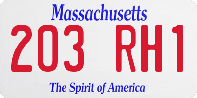 MA license plate 203RH1