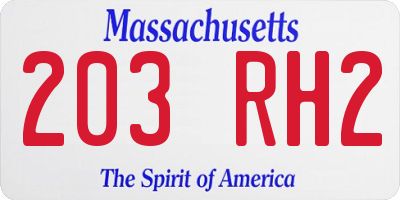MA license plate 203RH2
