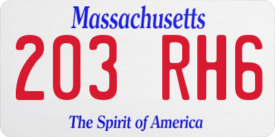 MA license plate 203RH6