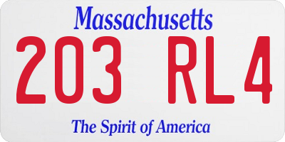MA license plate 203RL4
