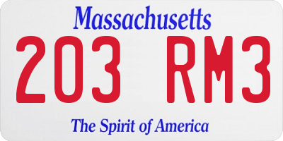 MA license plate 203RM3