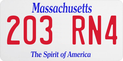 MA license plate 203RN4