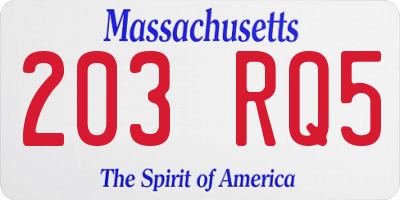 MA license plate 203RQ5