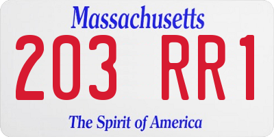 MA license plate 203RR1