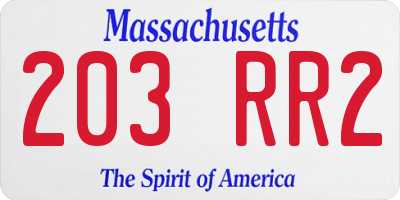 MA license plate 203RR2
