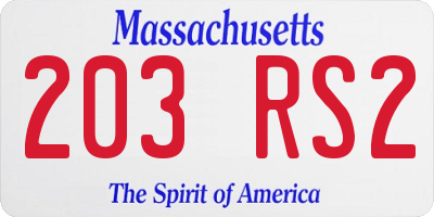 MA license plate 203RS2