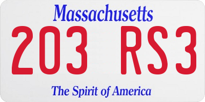 MA license plate 203RS3