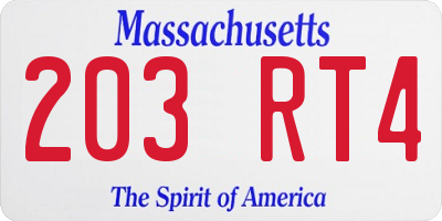 MA license plate 203RT4