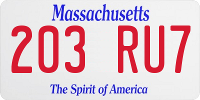 MA license plate 203RU7