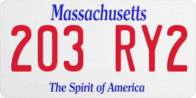 MA license plate 203RY2