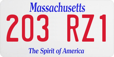 MA license plate 203RZ1
