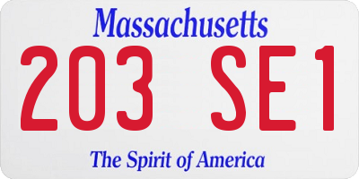 MA license plate 203SE1