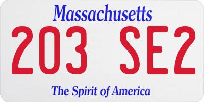 MA license plate 203SE2