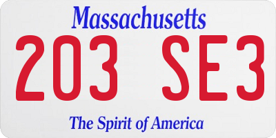 MA license plate 203SE3