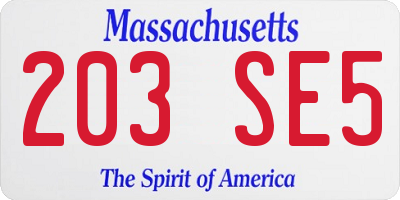 MA license plate 203SE5