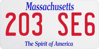 MA license plate 203SE6