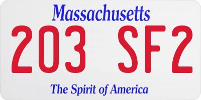 MA license plate 203SF2