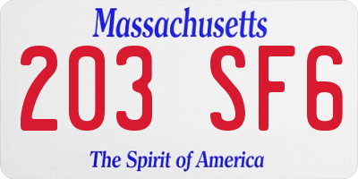 MA license plate 203SF6