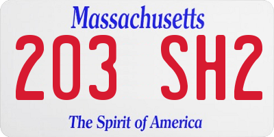 MA license plate 203SH2