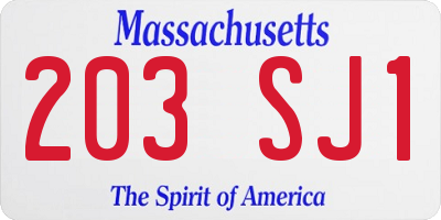 MA license plate 203SJ1